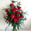 rouwboeket rode rozen
